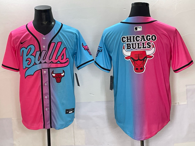 Men Chicago Bulls Nike blank Blue pink NBA 2025 Jersey style 001